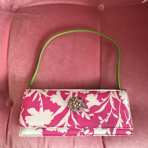 NWOT Pink floral and jeweled summer bag - Picture 1 of 6